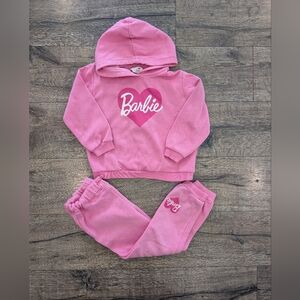 H&M Barbie Size 6 Pink Sweatshirt Sweatpants Sweats Lounge Set Hoodie Girls